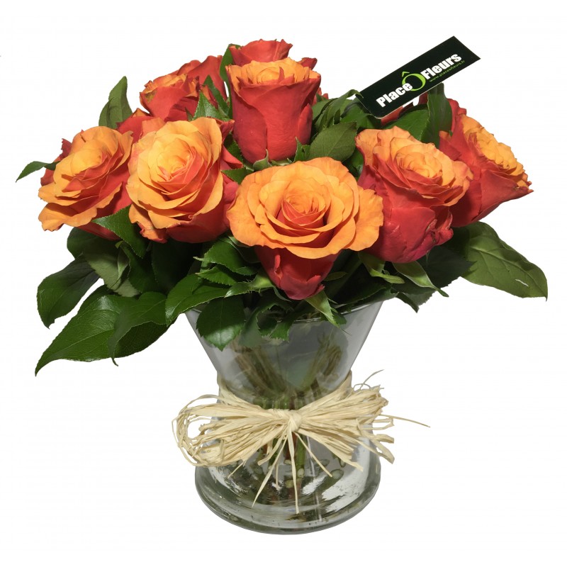 Vase de Rose en orange
