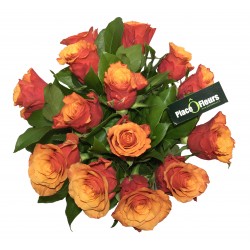 Vase de Rose en orange - Place O Fleurs