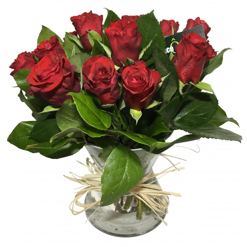 Vase de Rose en rouge - Place O Fleurs