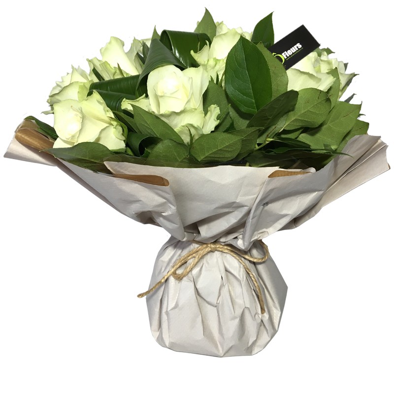 Bouquet Bulle de Roses Blanc